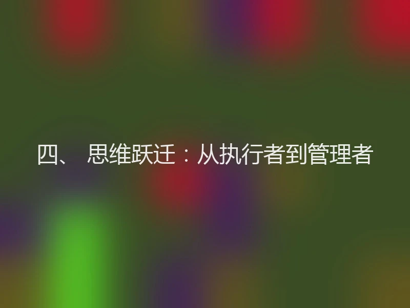 四、 思维跃迁：从执行者到管理者