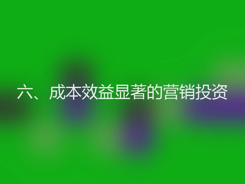 六、成本效益显著的营销投资
