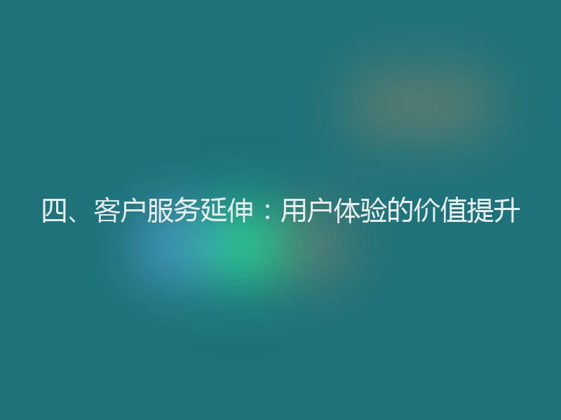 四、客户服务延伸：用户体验的价值提升