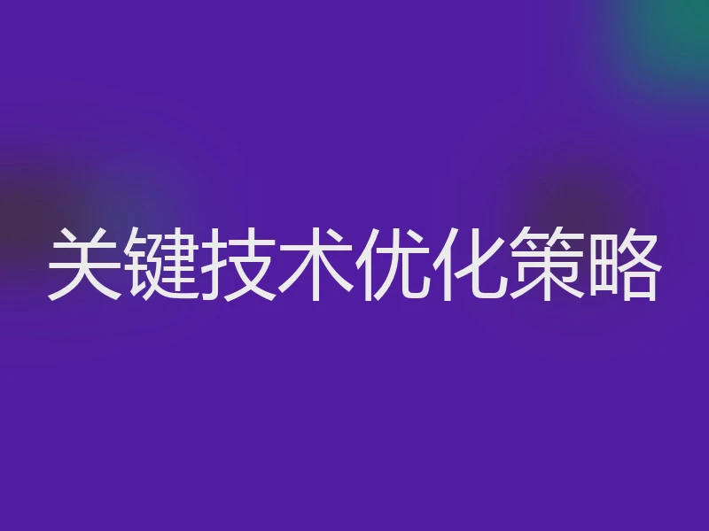关键技术优化策略