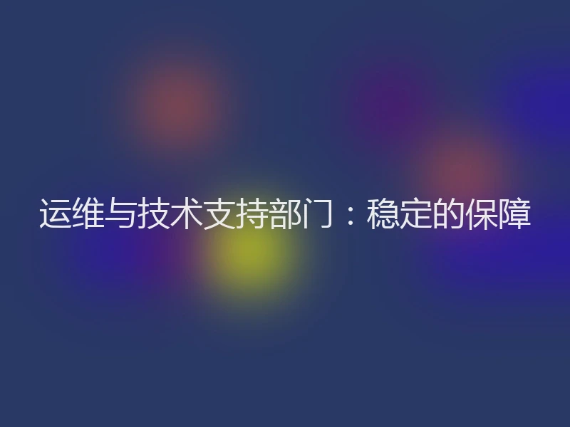 运维与技术支持部门：稳定的保障