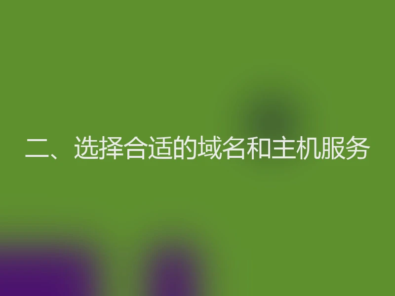 二、选择合适的域名和主机服务