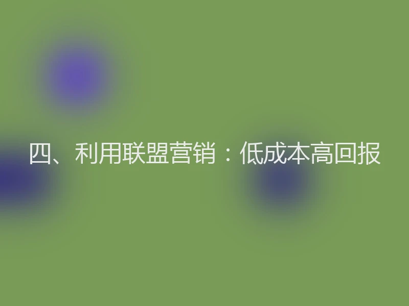 四、利用联盟营销:低成本高回报