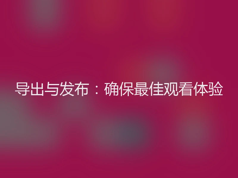 导出与发布：确保最佳观看体验