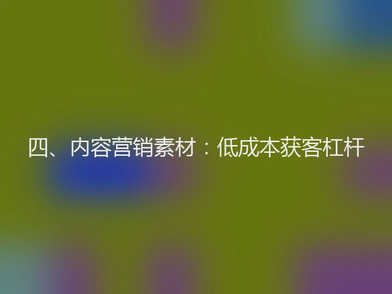 四、内容营销素材：低成本获客杠杆