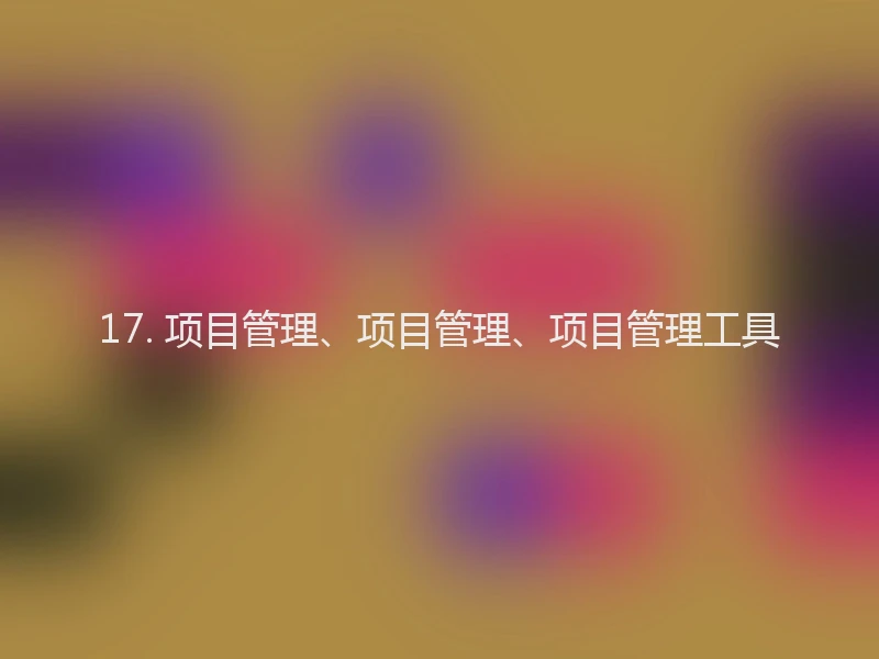 17. 项目管理、项目管理、项目管理工具