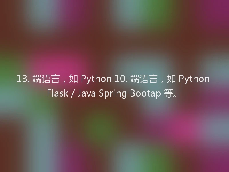 13. 端语言,如 Python 10. 端语言,如 Python Flask / Java Spring Bootap 等。
