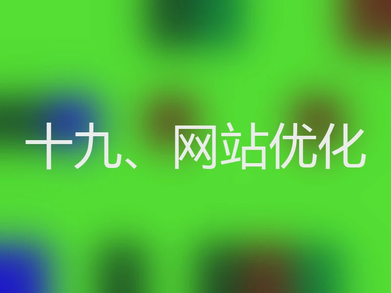 十九、网站优化