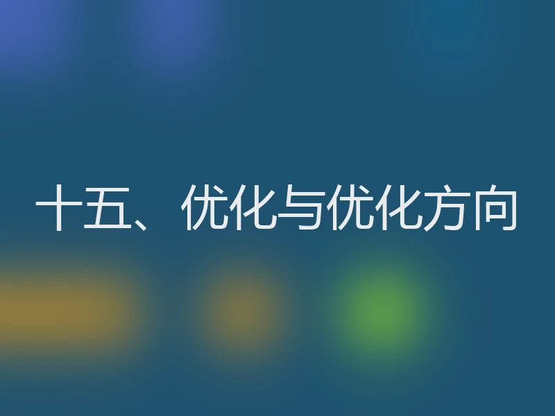 十五、优化与优化方向