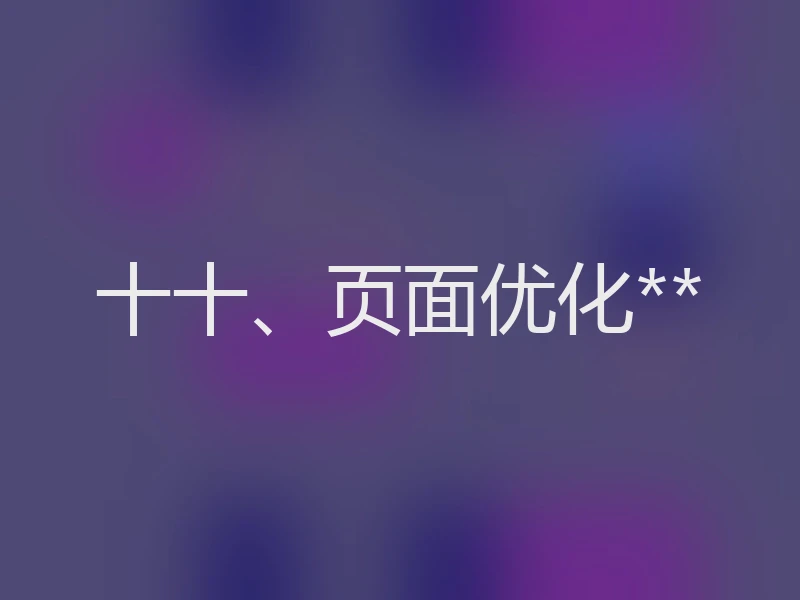 十十、页面优化**