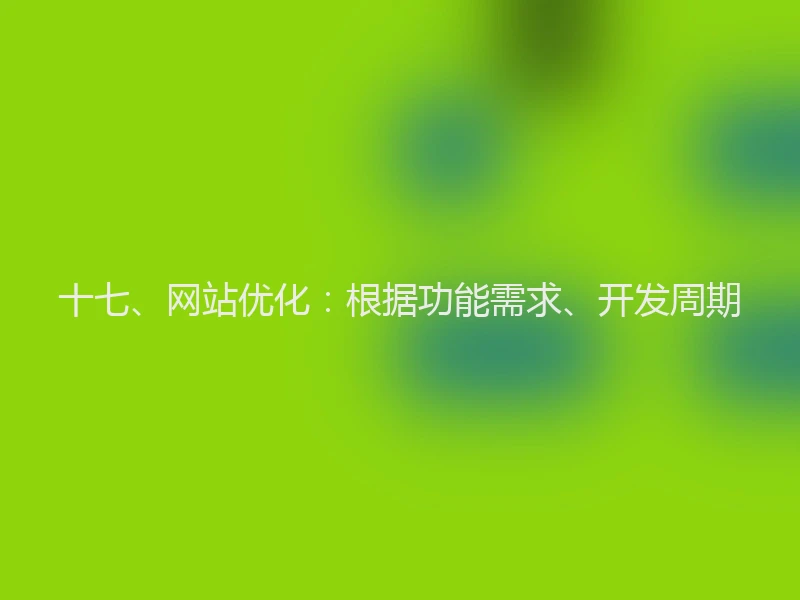 十七、网站优化:根据功能需求、开发周期