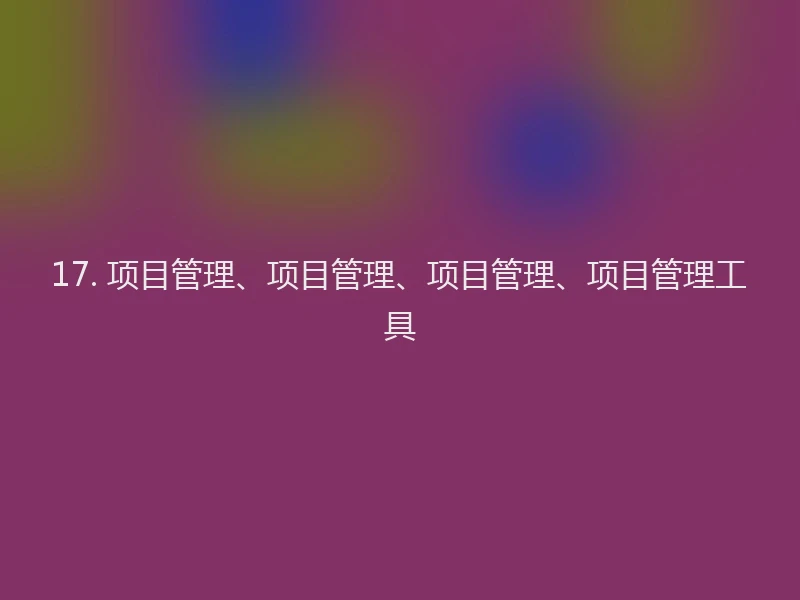 17. 项目管理、项目管理、项目管理、项目管理工具