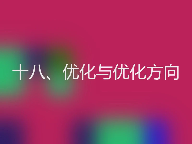 十八、优化与优化方向