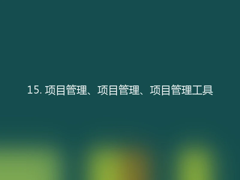 15. 项目管理、项目管理、项目管理工具