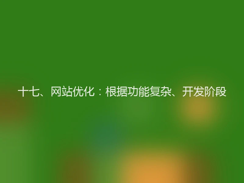 十七、网站优化:根据功能复杂、开发阶段