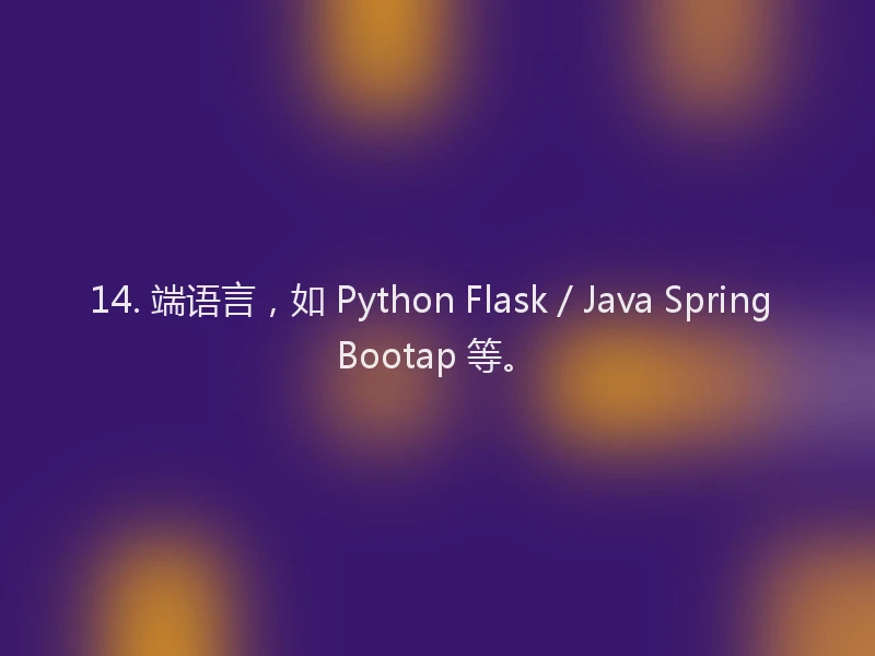 14. 端语言,如 Python Flask / Java Spring Bootap 等。