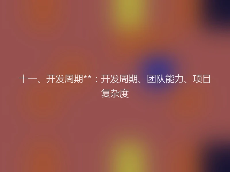 十一、开发周期**：开发周期、团队能力、项目复杂度