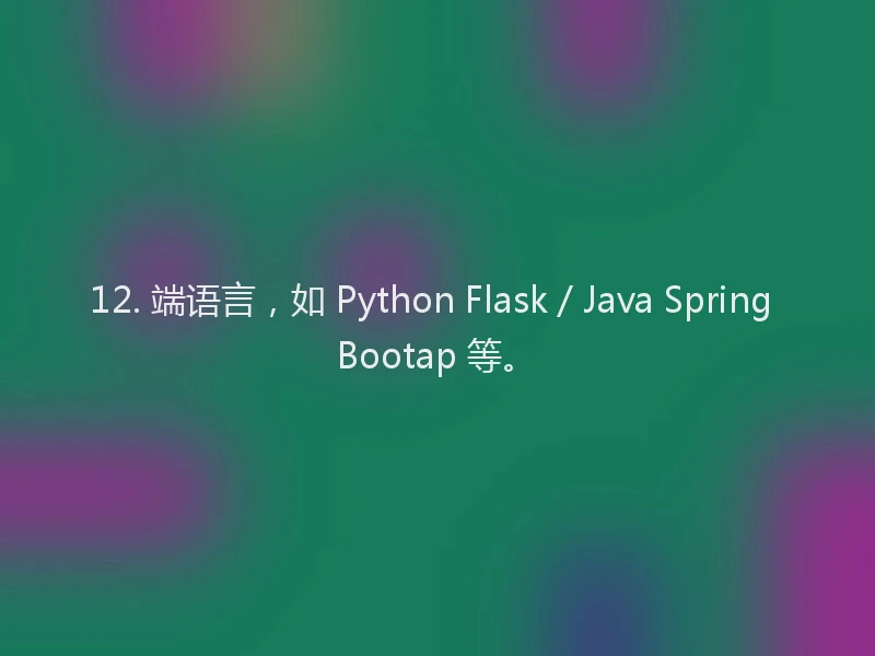 12. 端语言,如 Python Flask / Java Spring Bootap 等。
