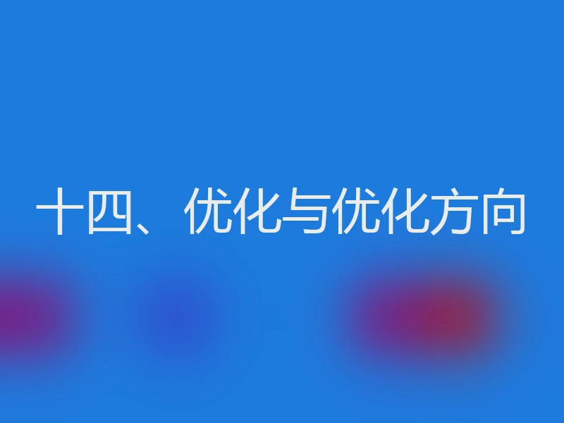 十四、优化与优化方向