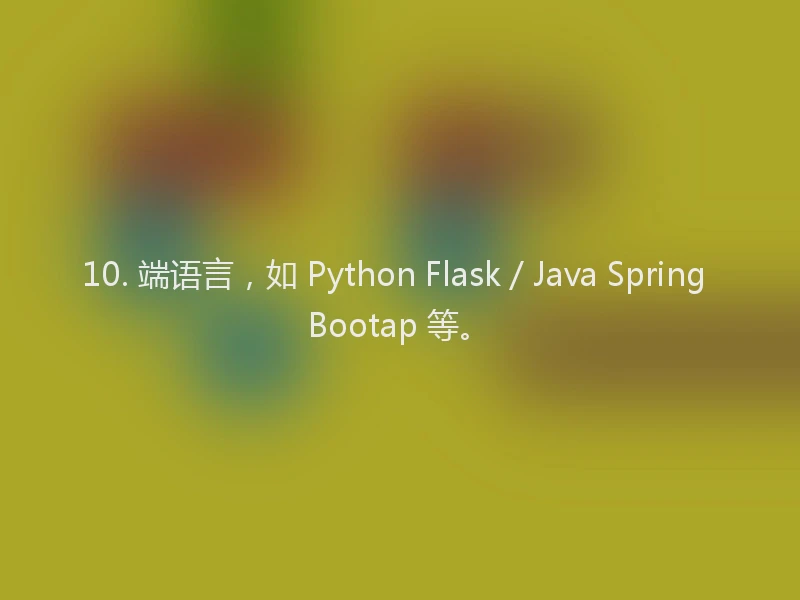 10. 端语言,如 Python Flask / Java Spring Bootap 等。