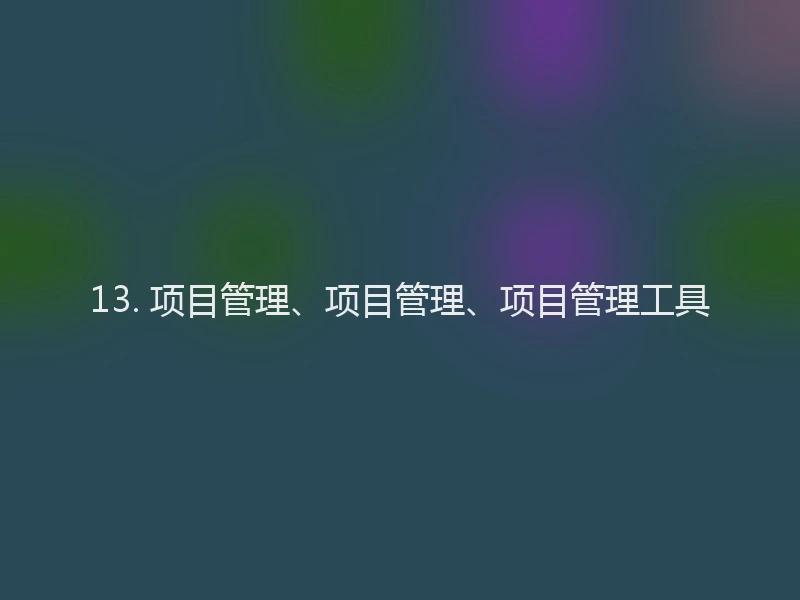 13. 项目管理、项目管理、项目管理工具