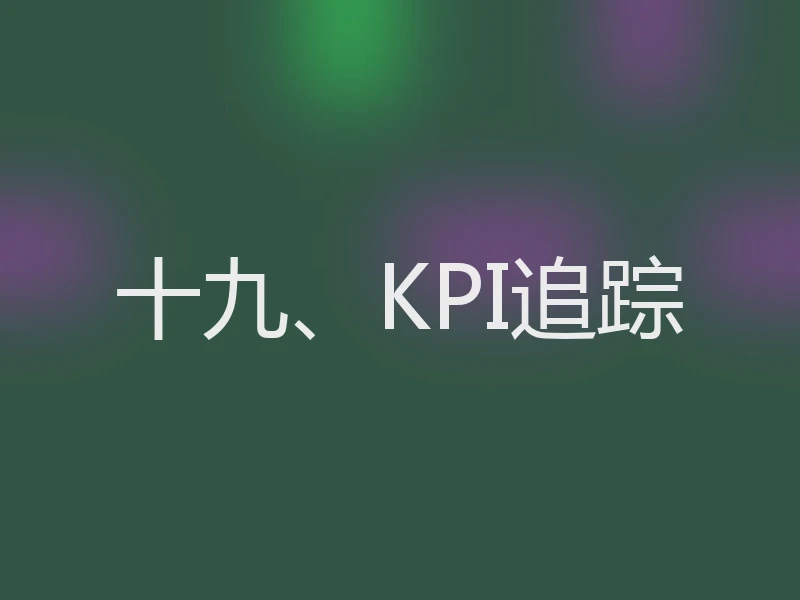 十九、KPI追踪