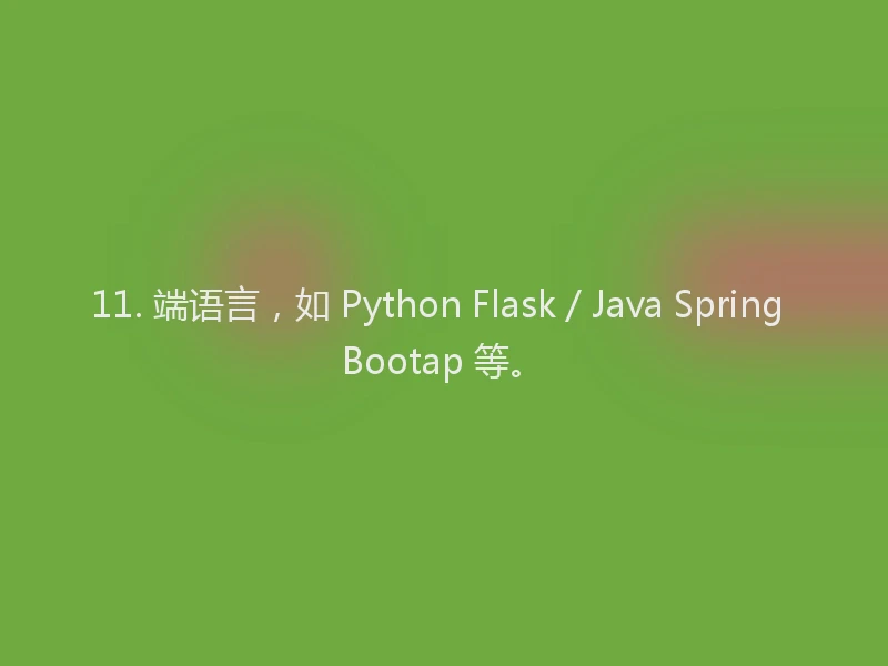 11. 端语言,如 Python Flask / Java Spring Bootap 等。