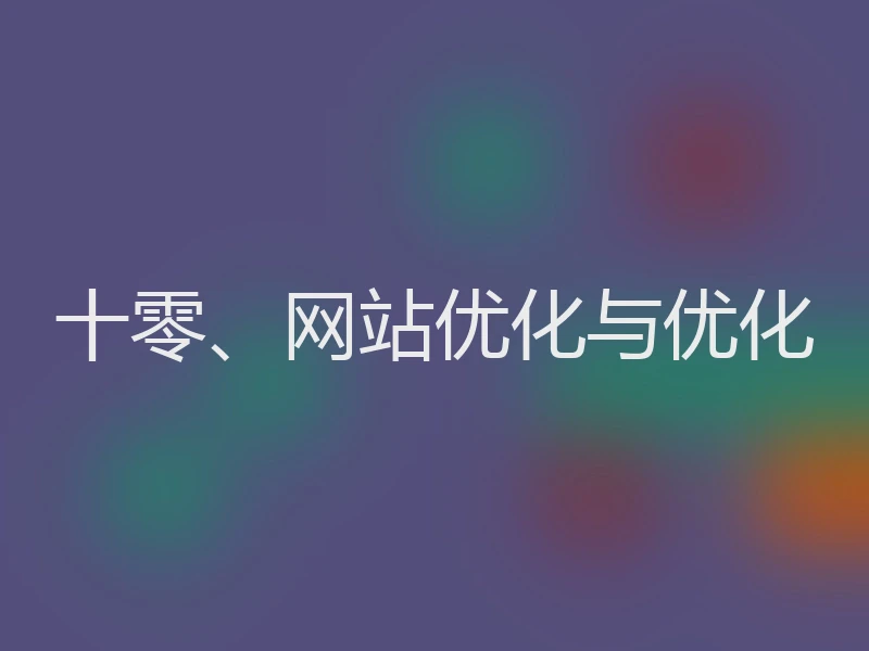 十零、网站优化与优化