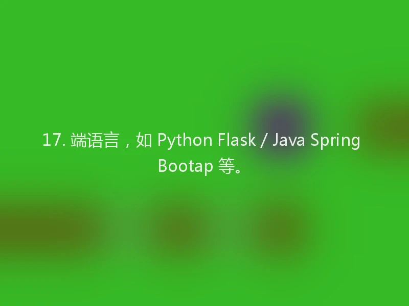 17. 端语言,如 Python Flask / Java Spring Bootap 等。