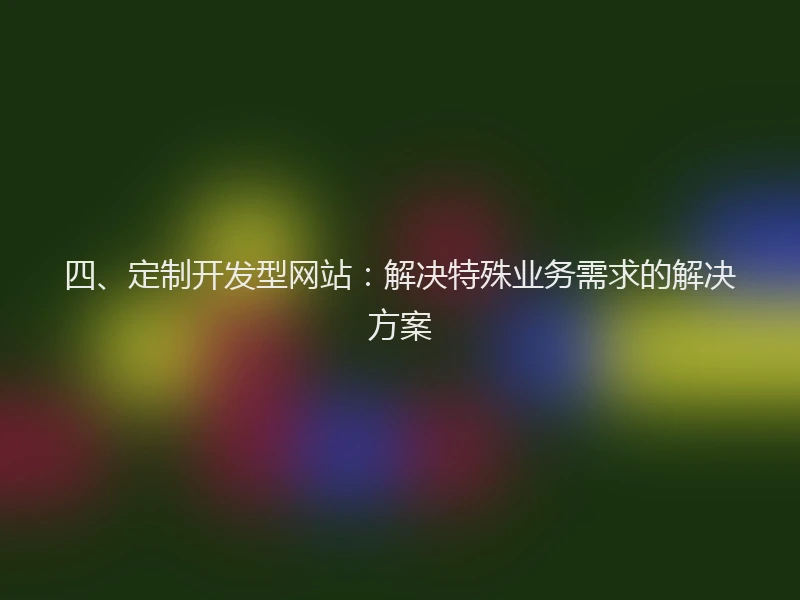 四、定制开发型网站：解决特殊业务需求的解决方案