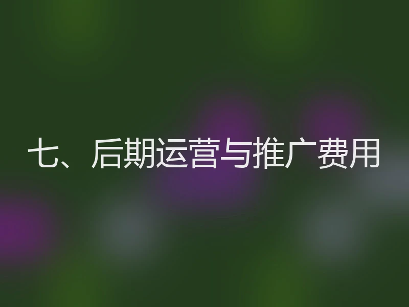 七、后期运营与推广费用