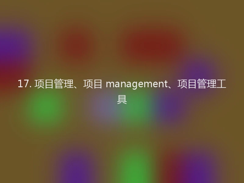 17. 项目管理、项目 management、项目管理工具