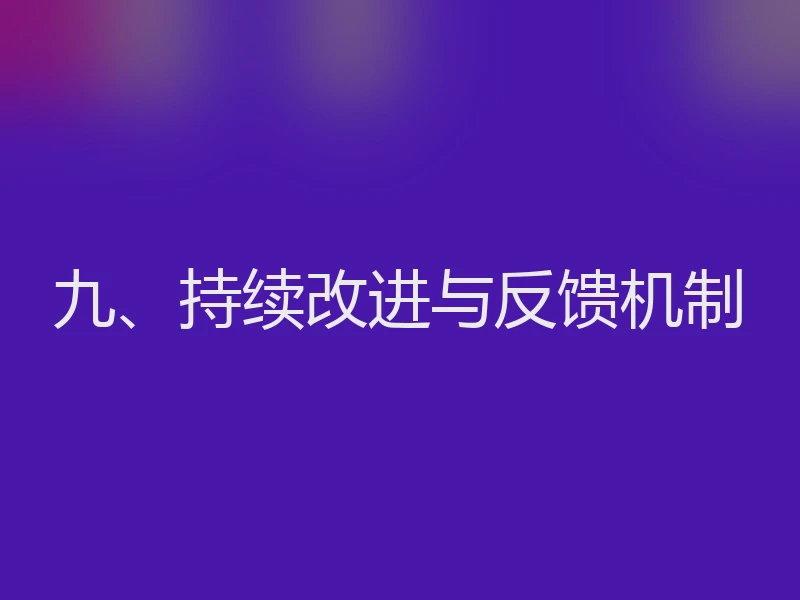 九、持续改进与反馈机制