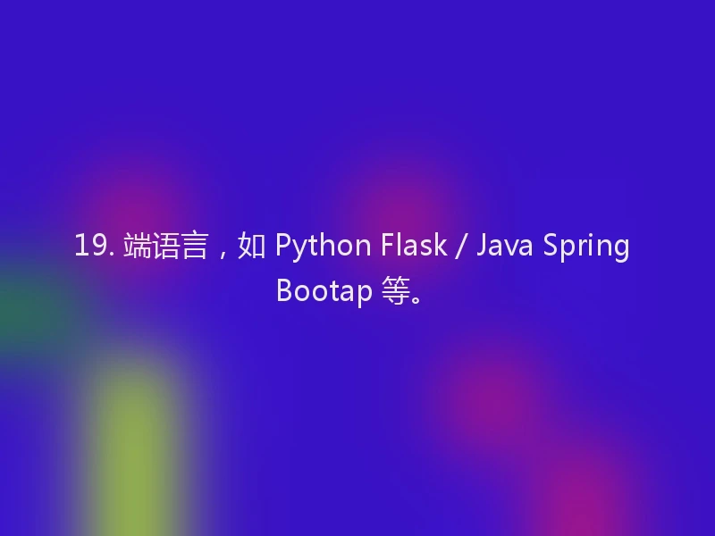 19. 端语言,如 Python Flask / Java Spring Bootap 等。