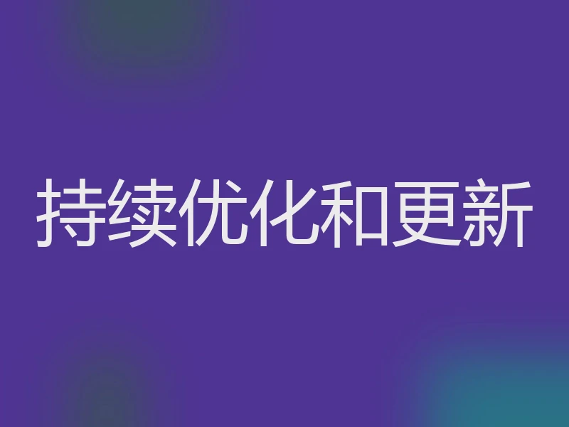 持续优化和更新