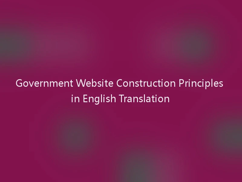 Government Website Construction Principles in English Translation