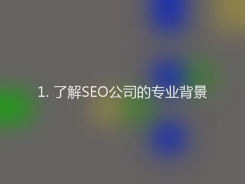 1. 了解SEO公司的专业背景