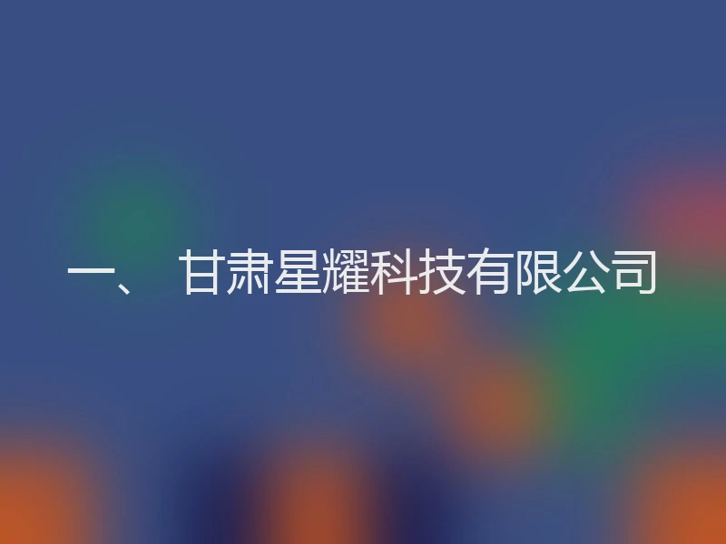 一、 甘肃星耀科技有限公司