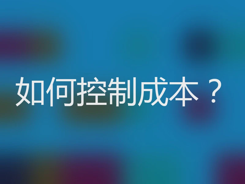 如何控制成本？