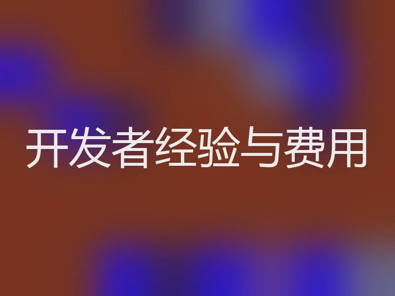 开发者经验与费用