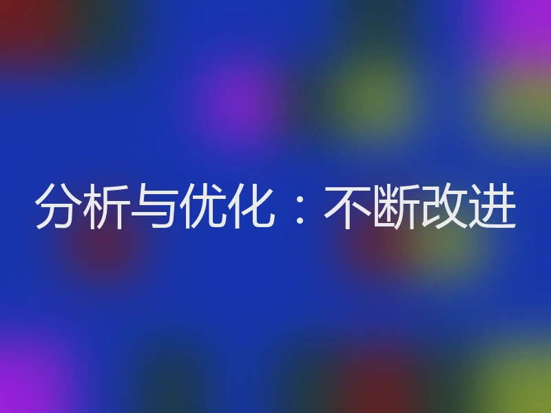 分析与优化：不断改进