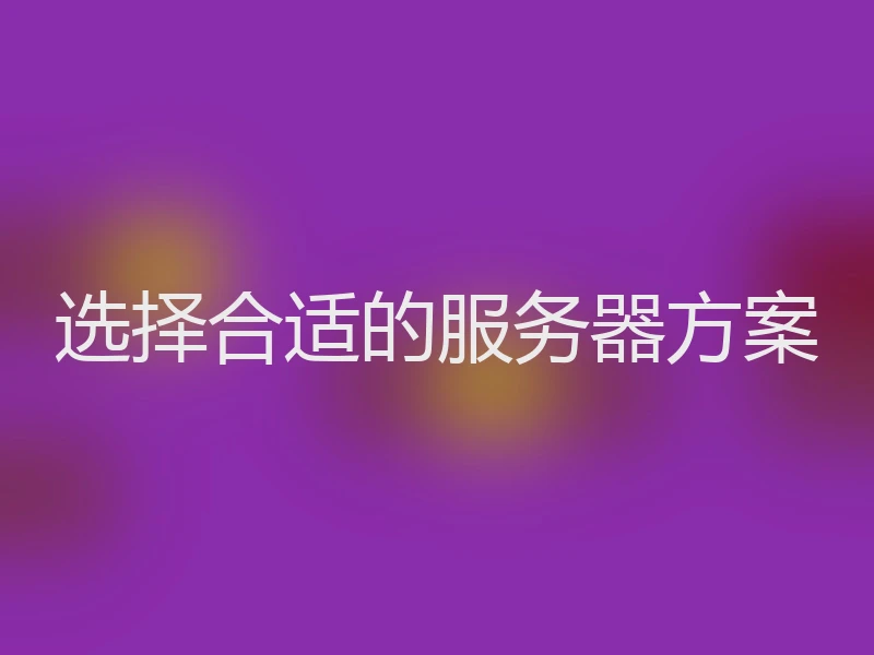 选择合适的服务器方案