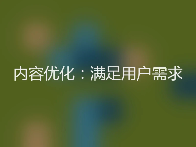 内容优化：满足用户需求