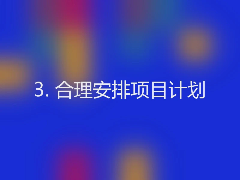 3. 合理安排项目计划