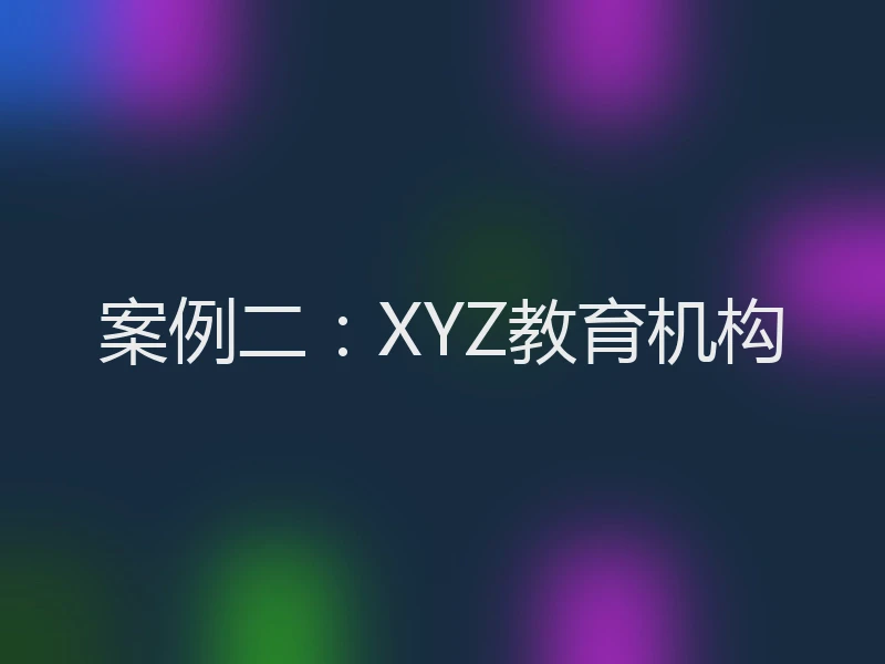 案例二：XYZ教育机构