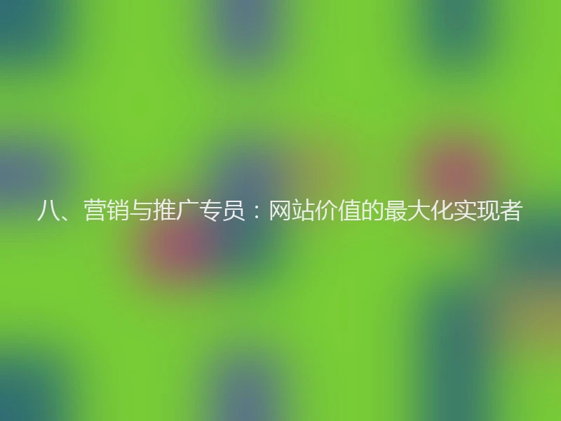 八、营销与推广专员：网站价值的最大化实现者