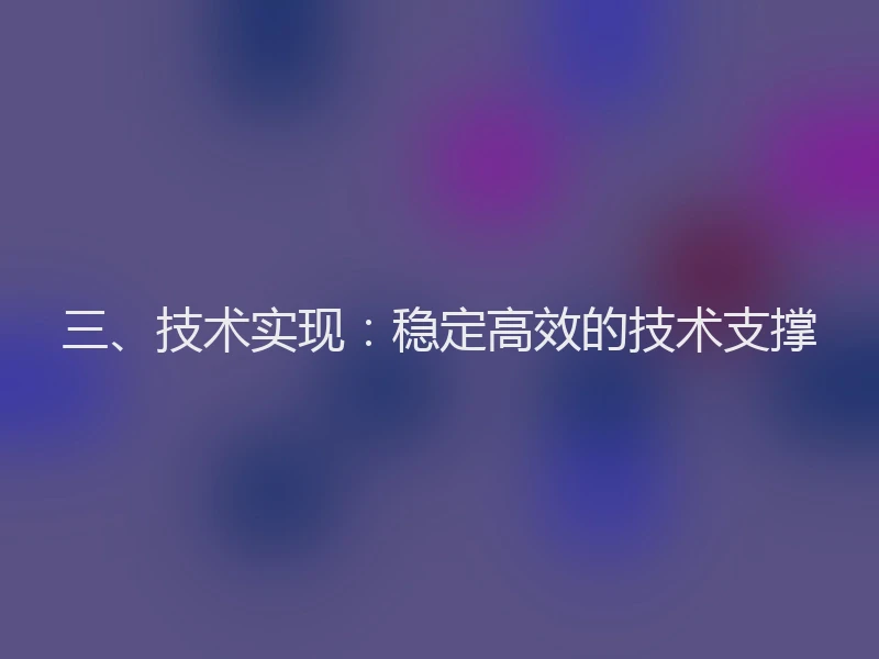 三、技术实现：稳定高效的技术支撑
