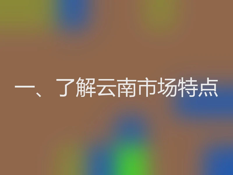 一、了解云南市场特点