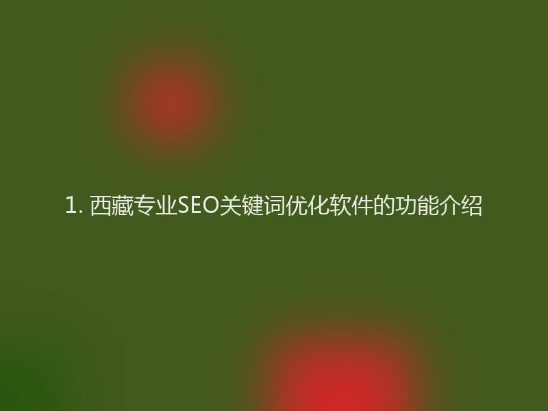 1. 西藏专业SEO关键词优化软件的功能介绍