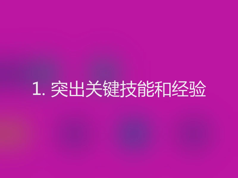 1. 突出关键技能和经验